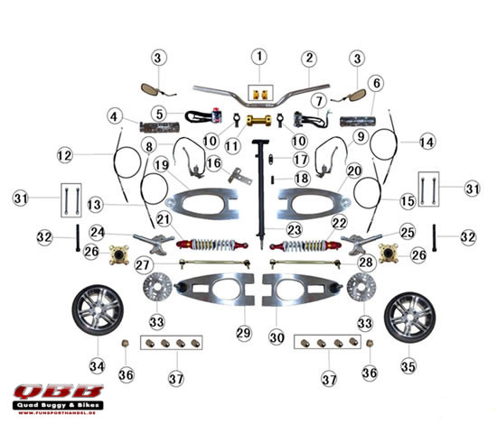 Racing Quad Jinling JLA-21B Ersatzteile Achse