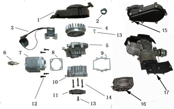 49ccm 2 Takt Motor Ersatzteile