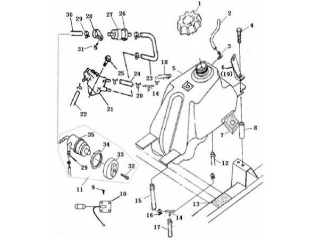 Buyang FA-D300 Tank u. Kraftstoffpumpe